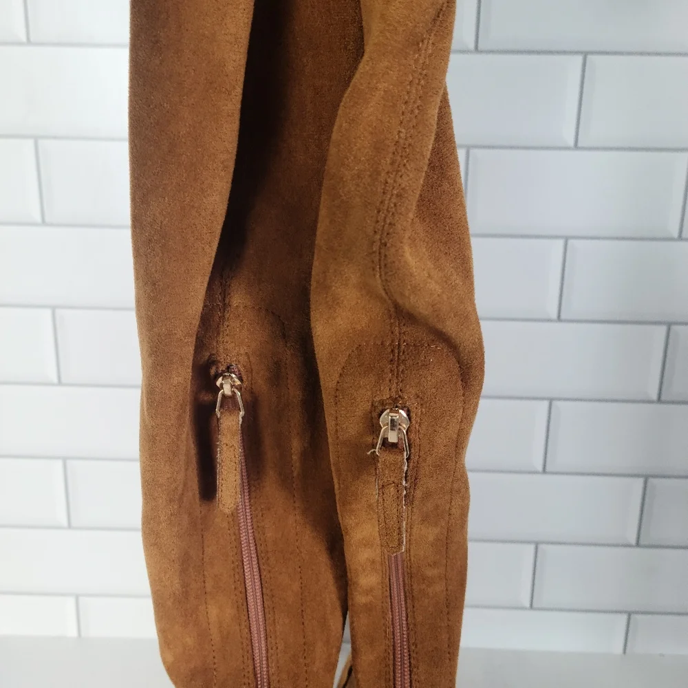 'MARLO' TAN OVER THE KNEE SUEDE LEATHER BOOTS